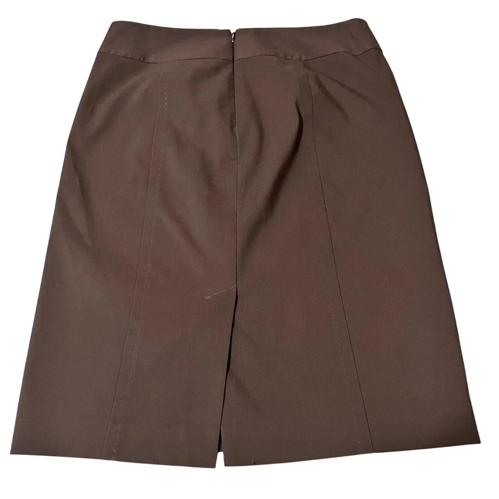 Talbots Pencil Skirt Womens Brown Cotton Blend Lined Back Vent‎ Size 6